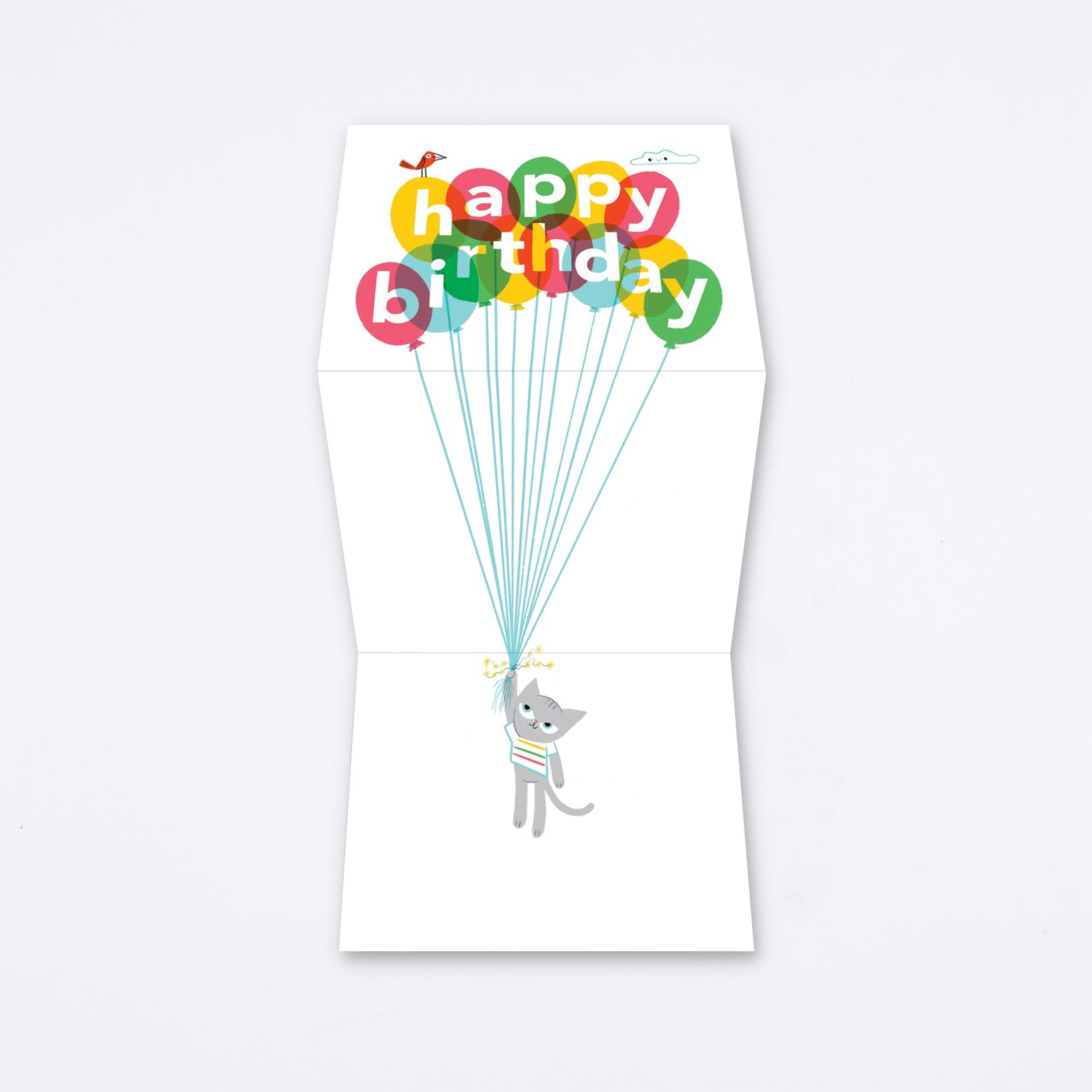 Birthday Balloon Kitty Card