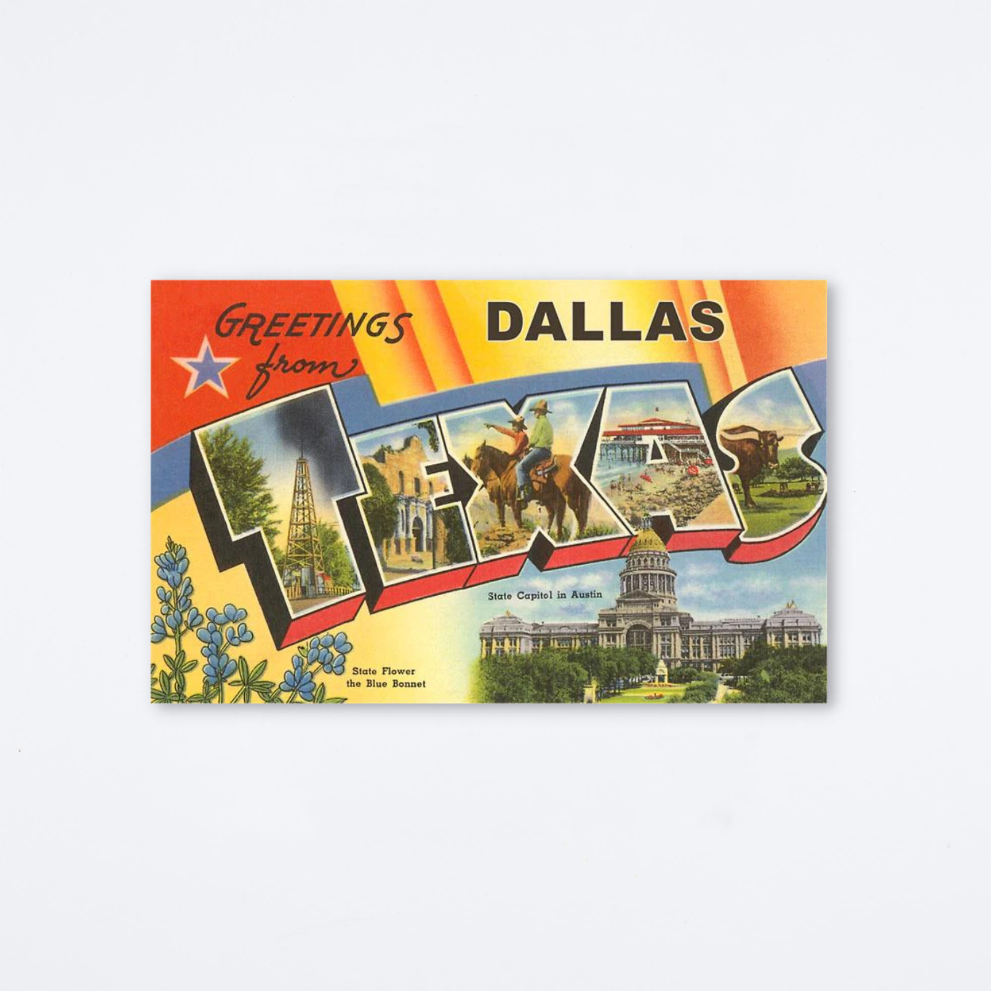 Greetings From Dallas State Postcard