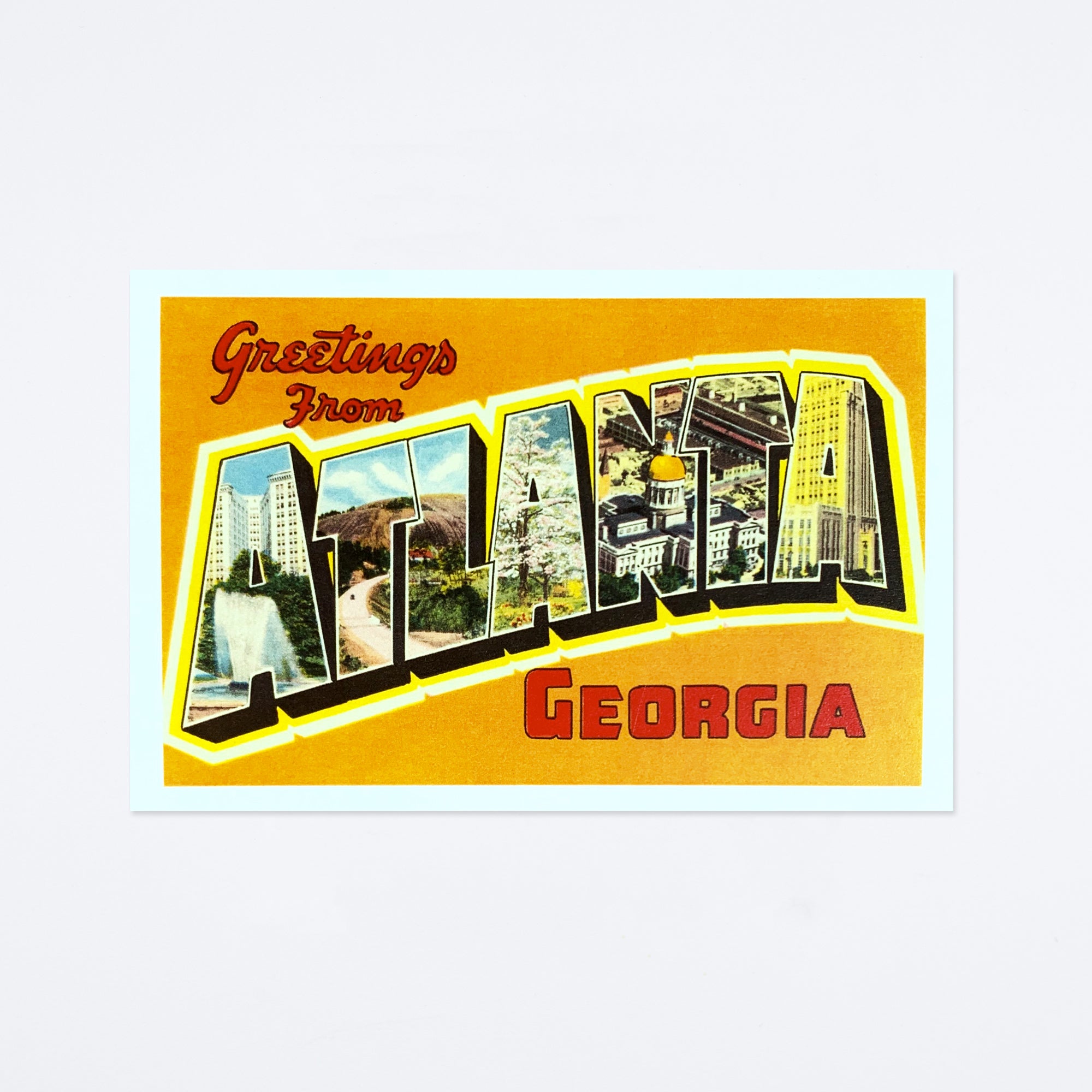 Greetings From Atlanta Orange Postcard
