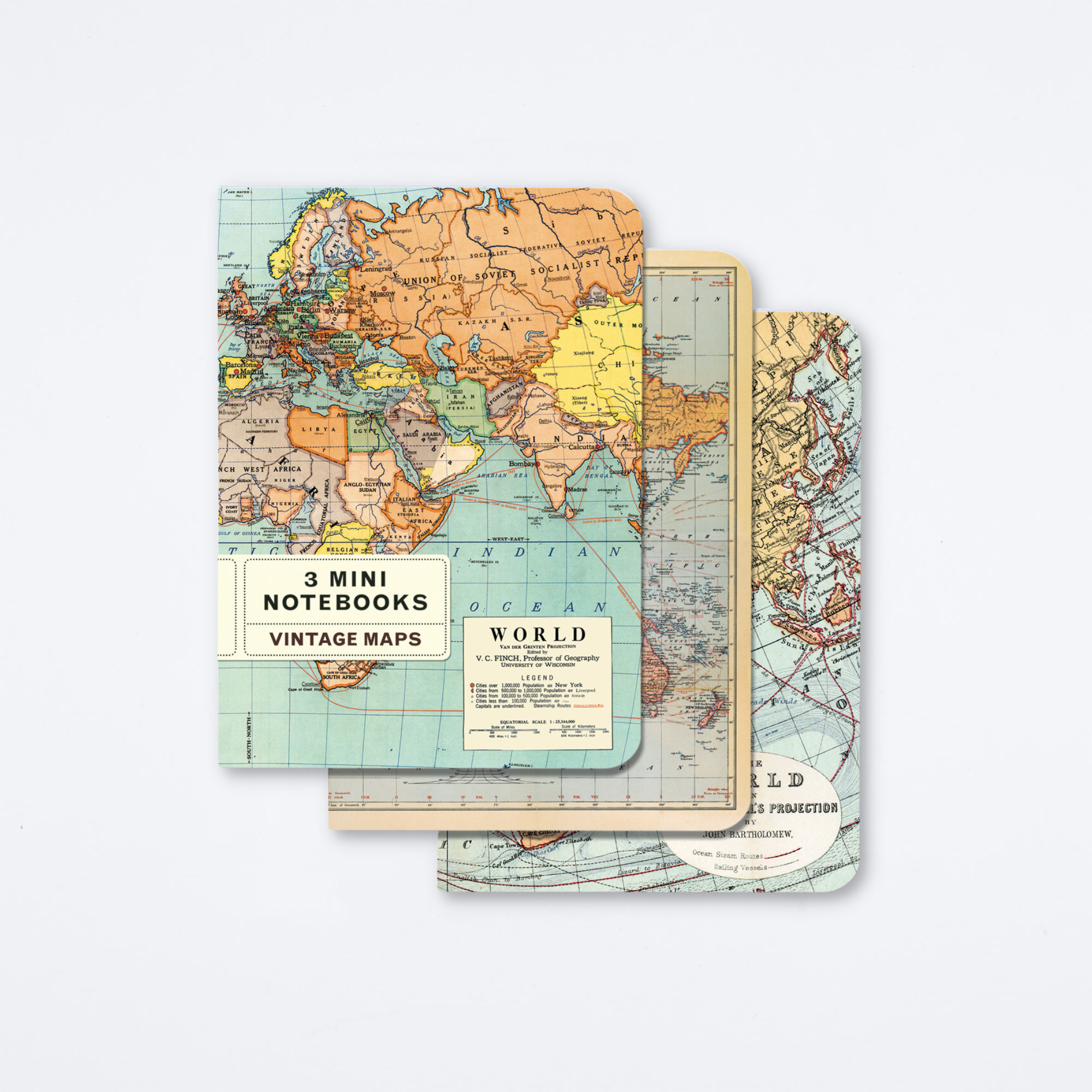 Vintage World Maps Mini Notebook Set