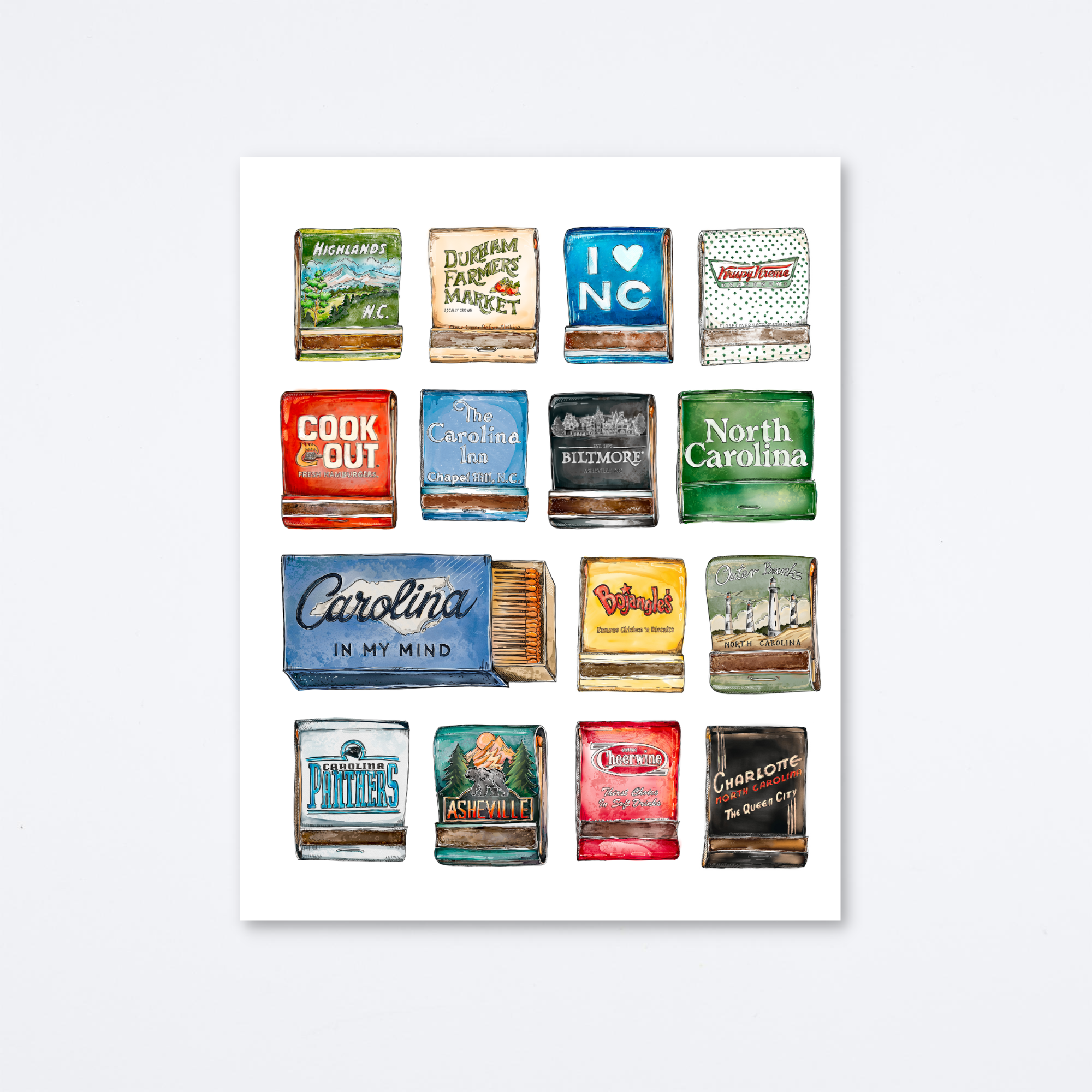 North Carolina Collage Art Print