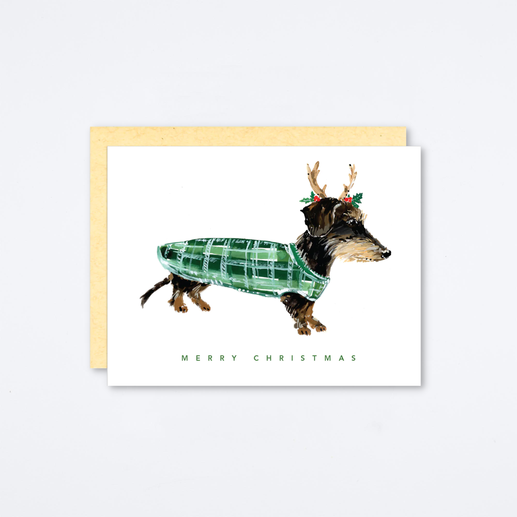 Merry Christmas Antler Dog Card