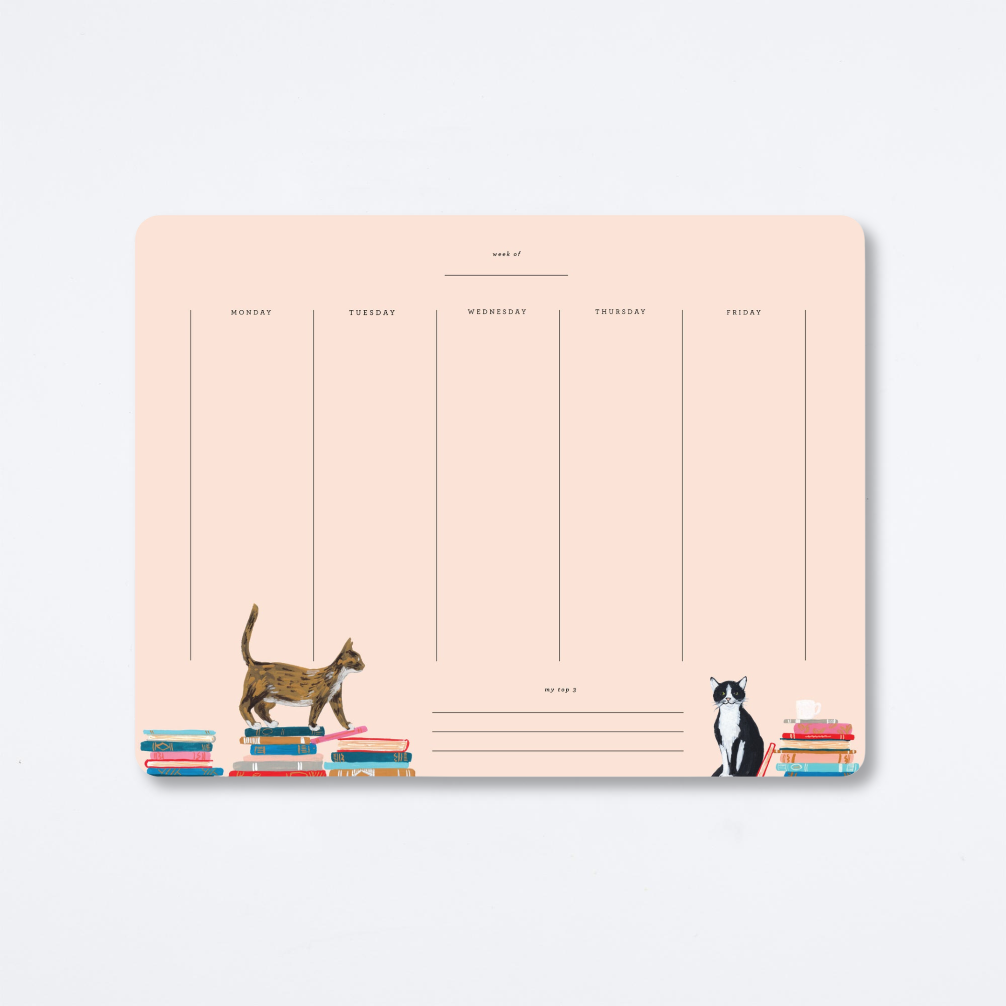 Cats And Stacks Weekly Calendar Pad