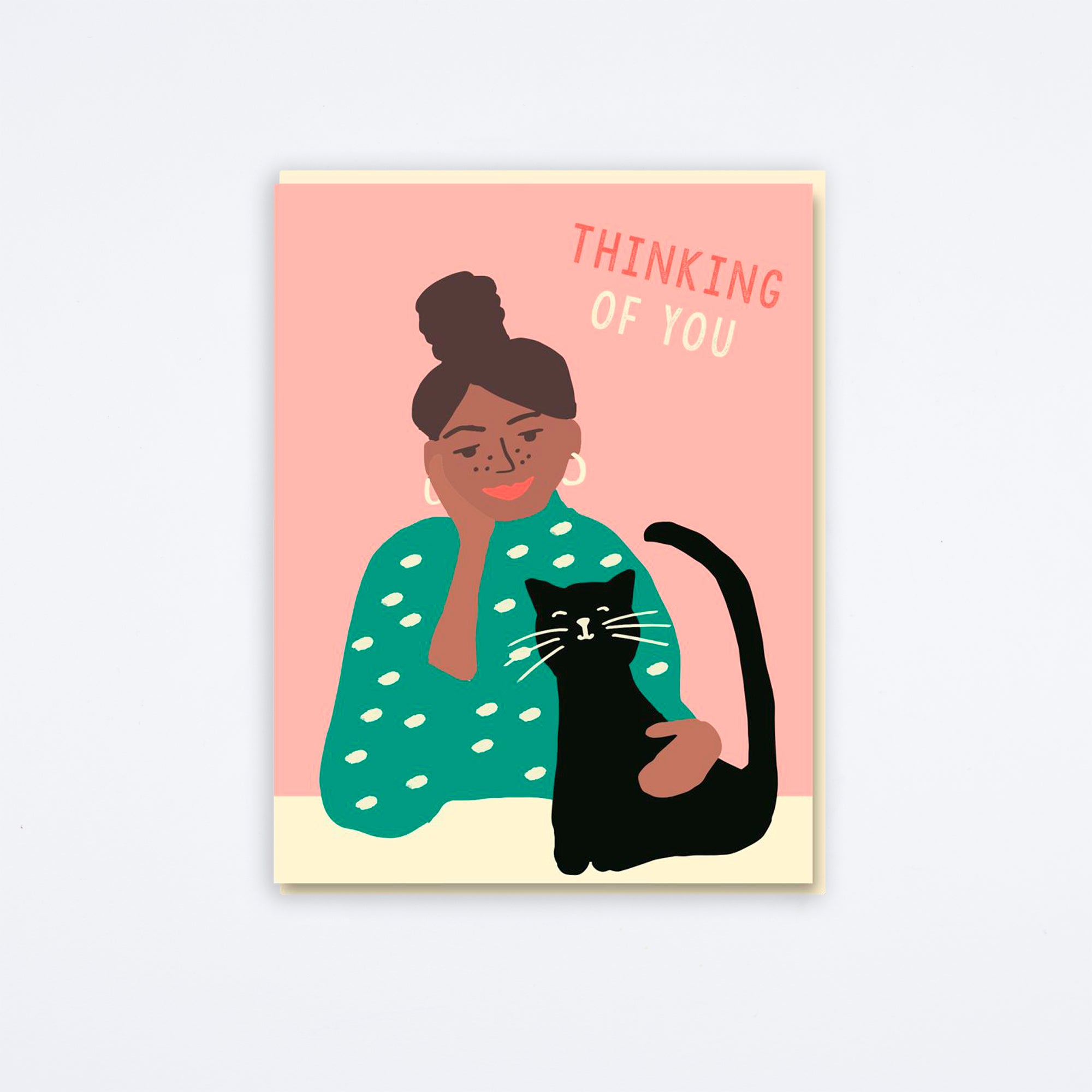 Cat Girl Thinking of You Card