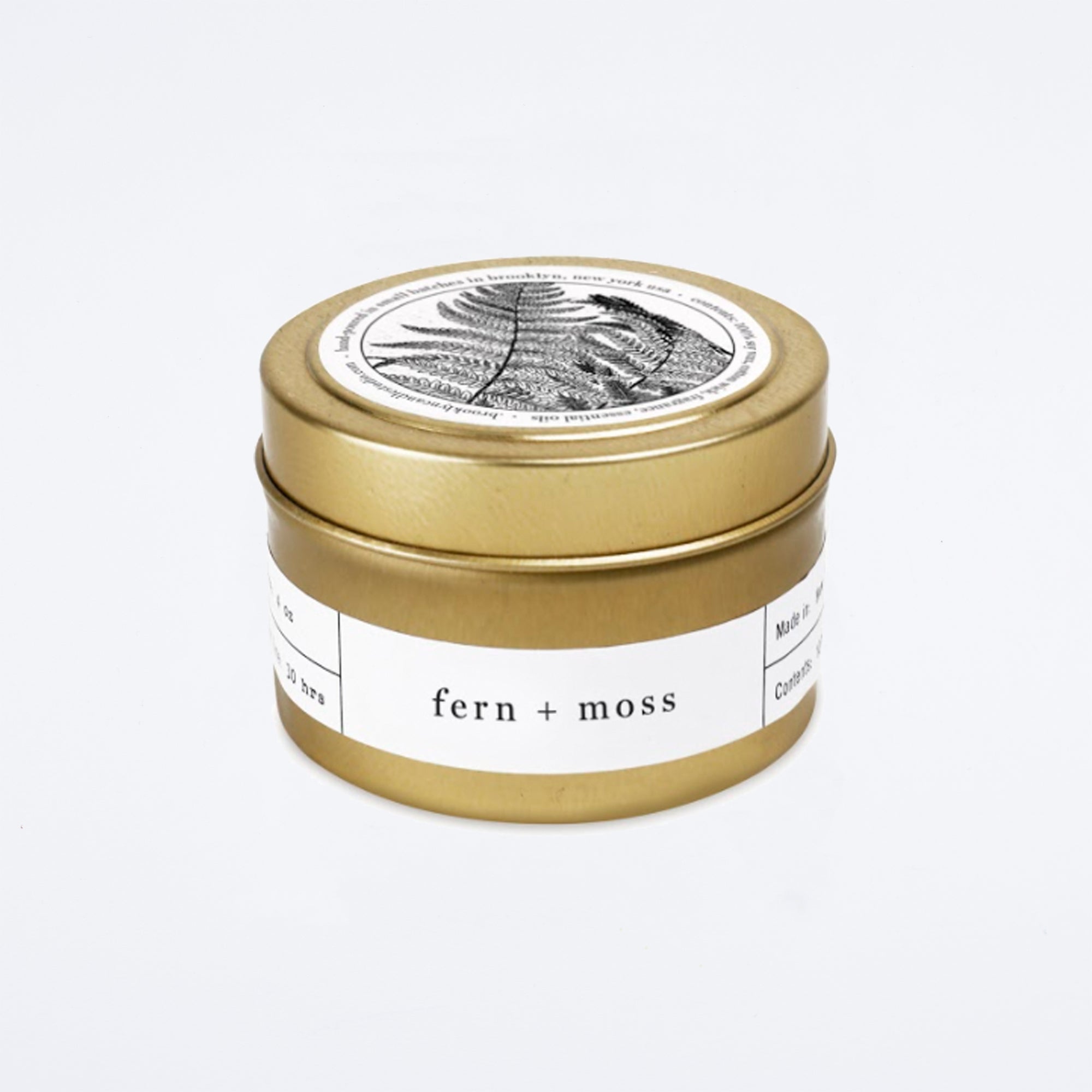 Fern and Moss Gold Travel Candle