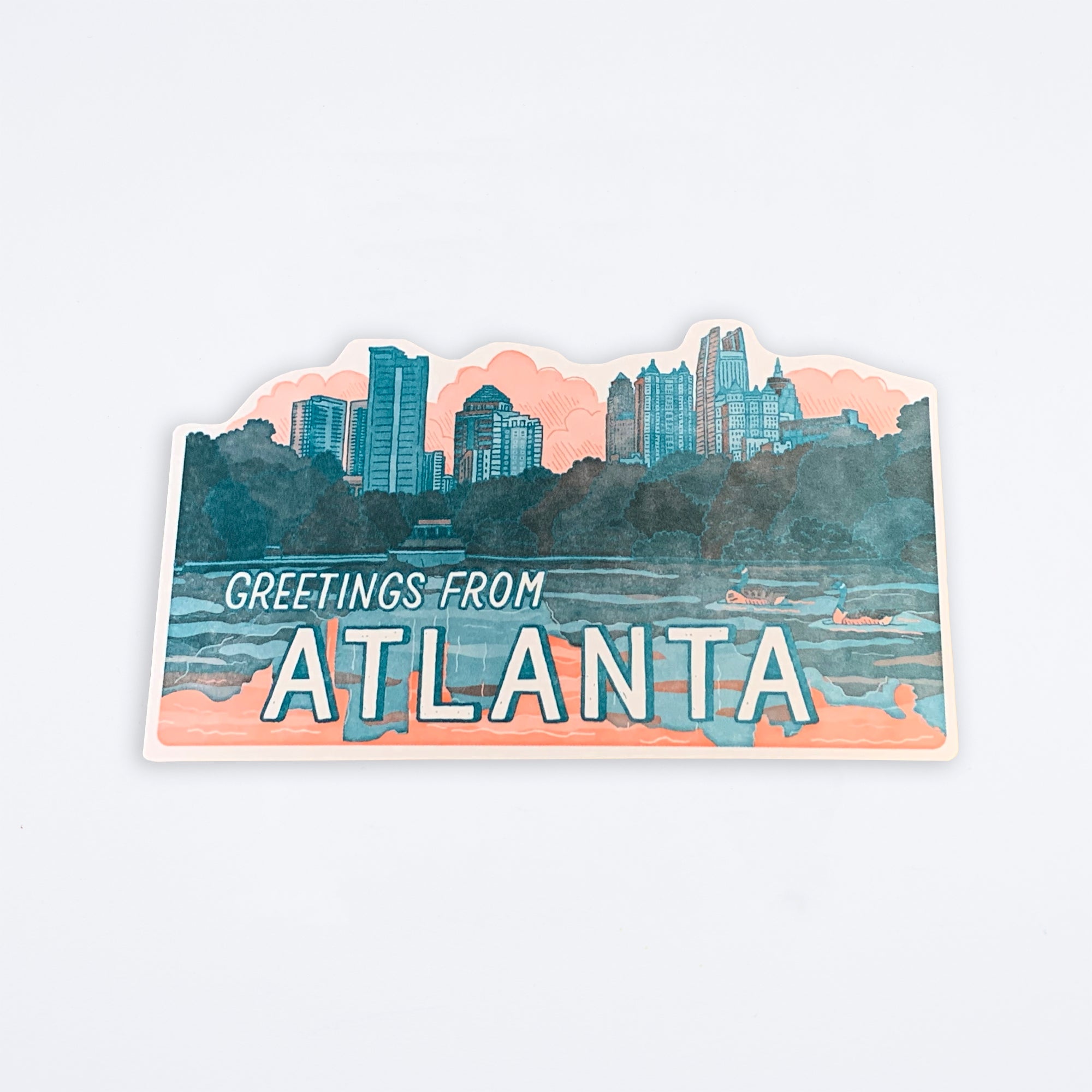 Atlanta Skyline Die Cut Postcard