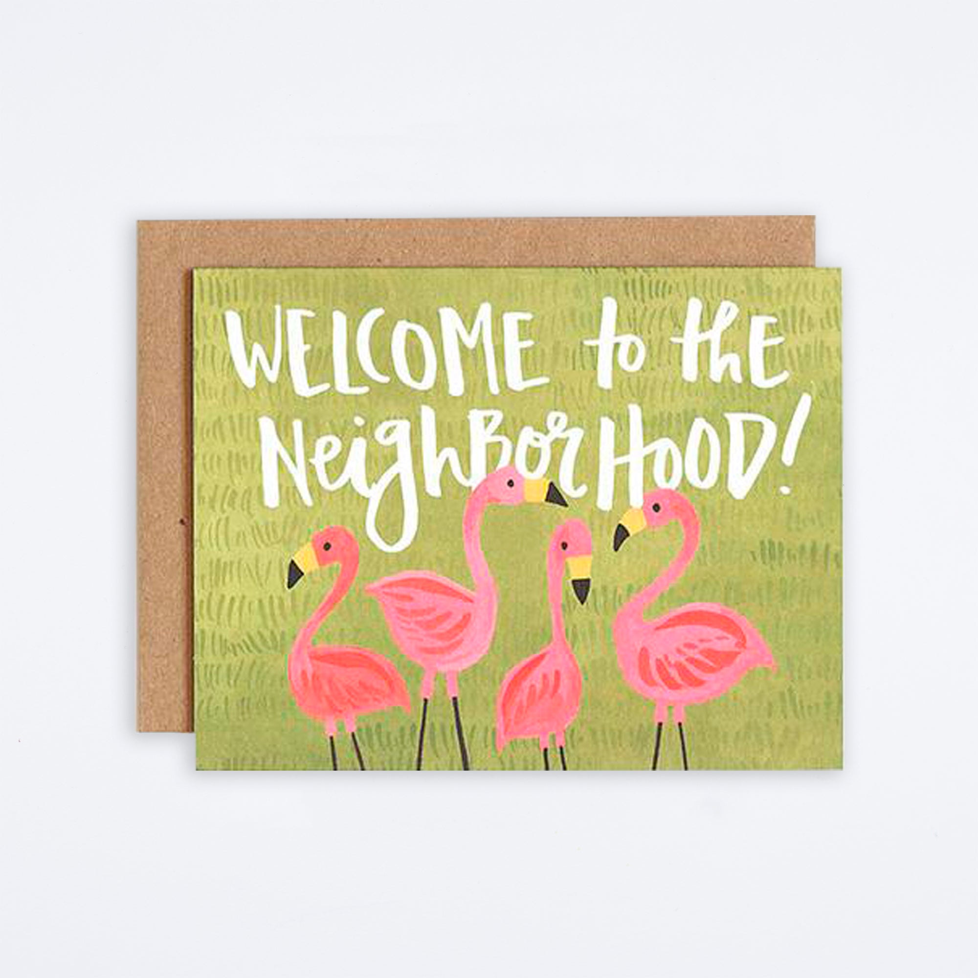 Flamingo Welcome To The Neighborhood Card