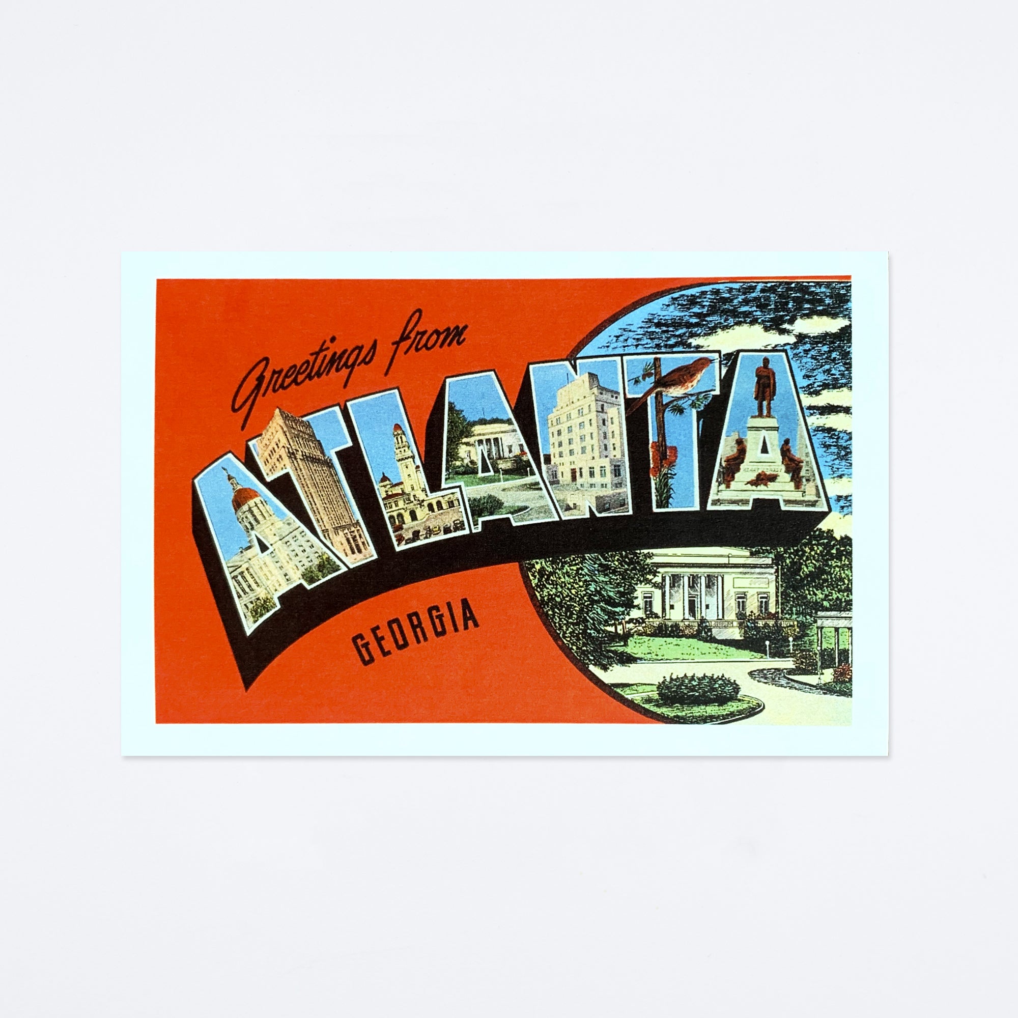 Greetings From Atlanta Red Postcard